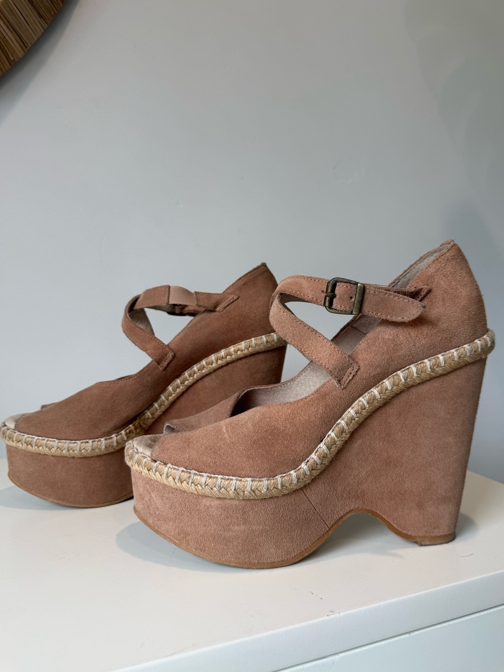 Free People Coastal Suede Platform Espadrille Wedges